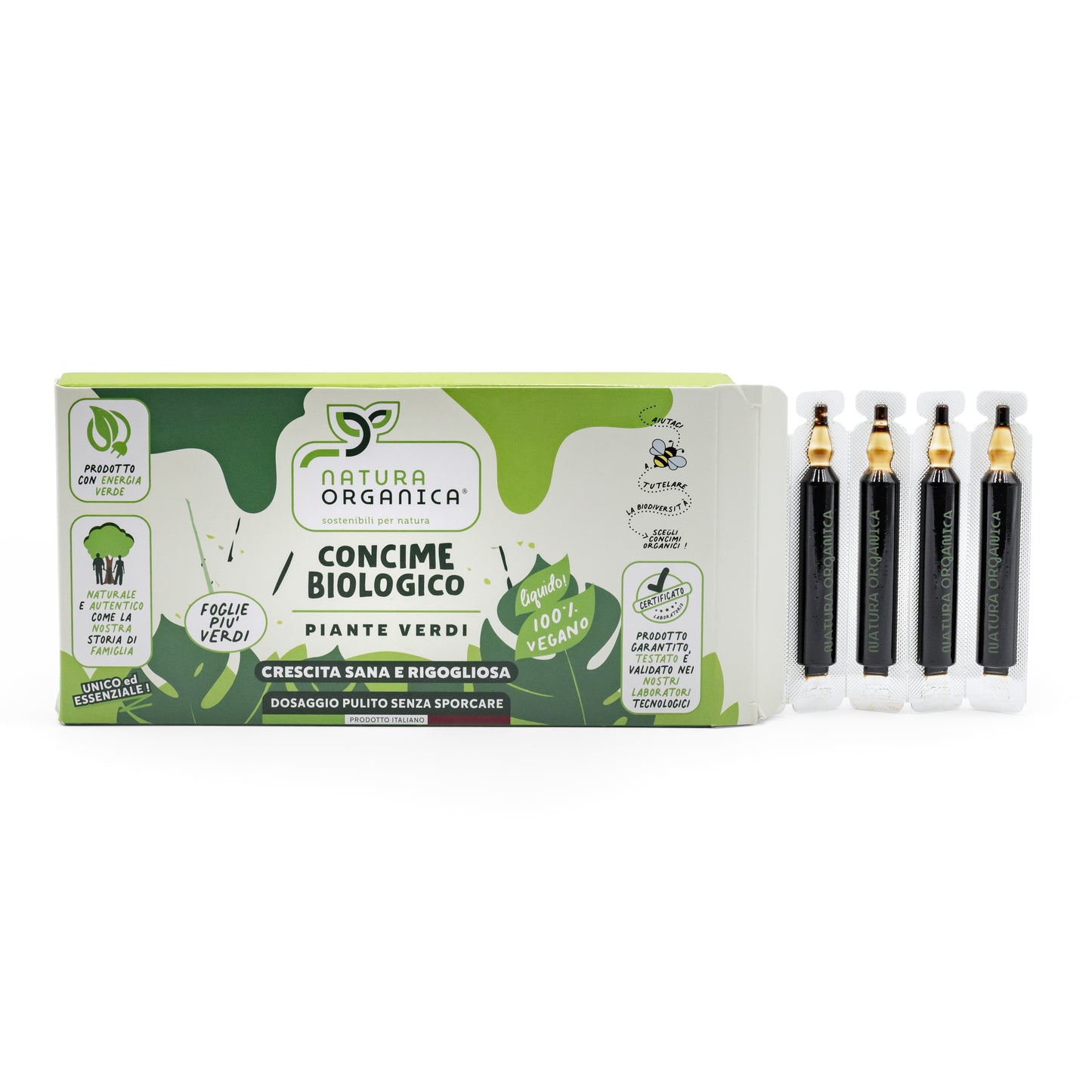 Concime LIQUIDO Biologico IN MICRODOSI per PIANTE VERDI NaturaOrganica®